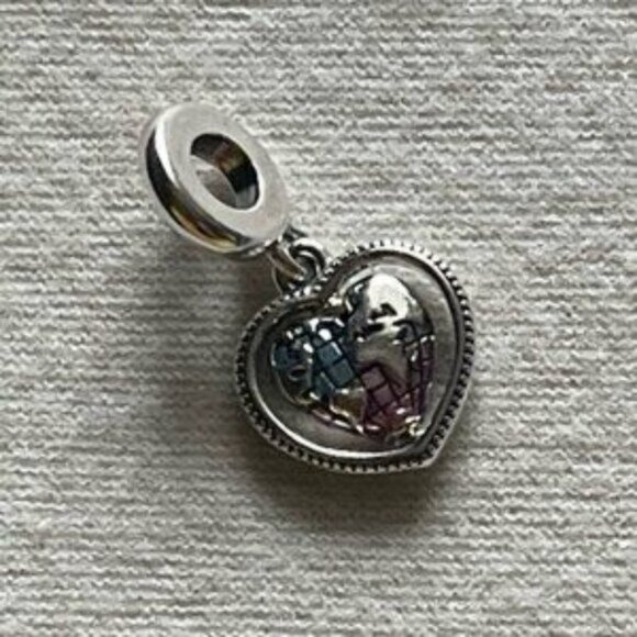 Authentic Pandora Family Spinning Heart Globe Dangle Charm - Picture 4 of 5